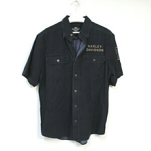 Harley Davidson motorcycle blk denim button shirt